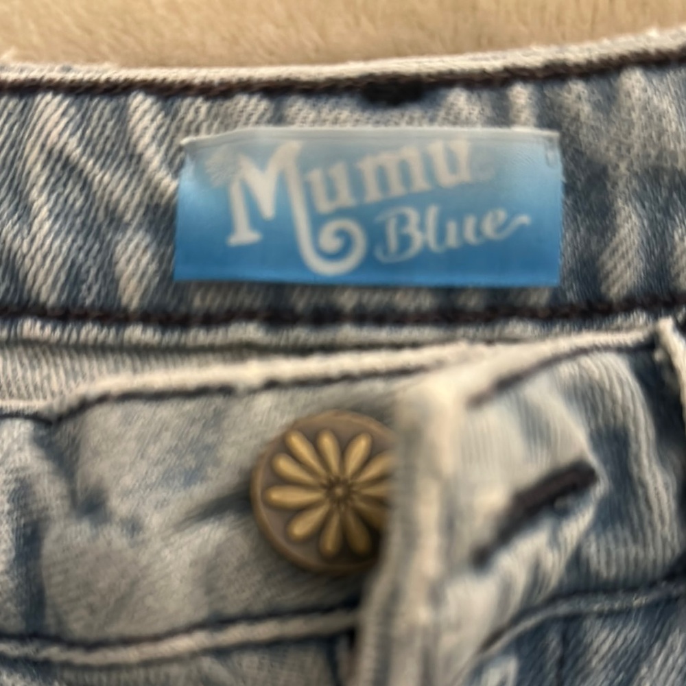 Show me your mumu blue Light Blue Denim Women's Shorts Arizona high waist NWOT - Picture 3 of 7